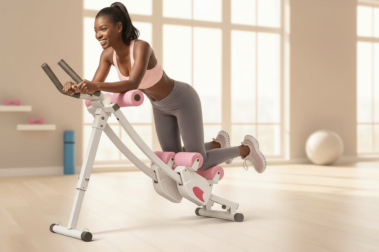 Merach Dual Track Ab Trainer with LCD Monitor, 440Lbs Weight Capacity, Foldable for Easy Storage, Ergonomic Supportive Design, Tones Waist Abs Arms Legs Hips, Ideal for Home Gym Beginners & Daily Fitness Enthusiasts